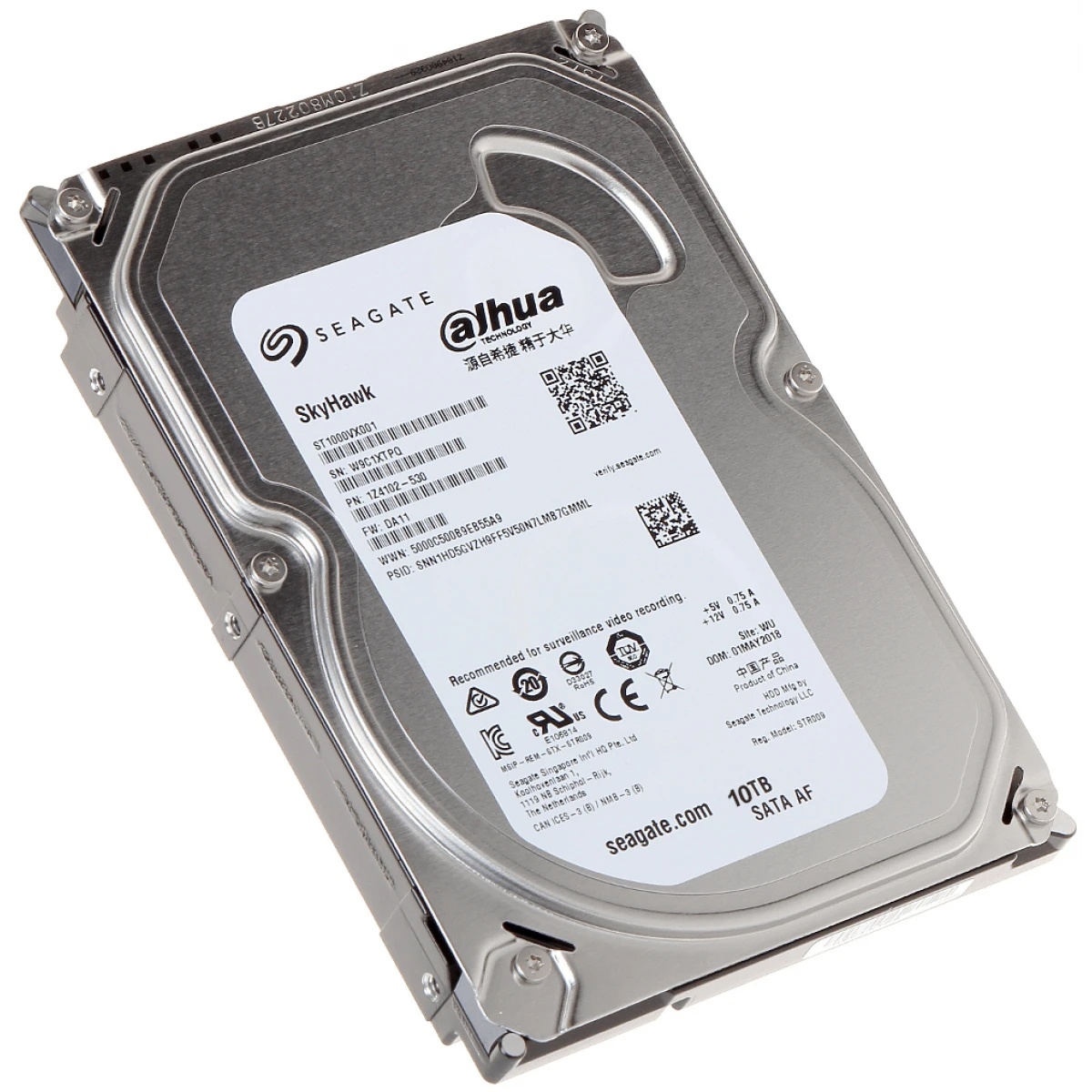 Seagate ST10000VE000 Disco Duro 10tb 7200rpm 256mb Sata 3 6gbps Skyhawk Inteligencia Artificial