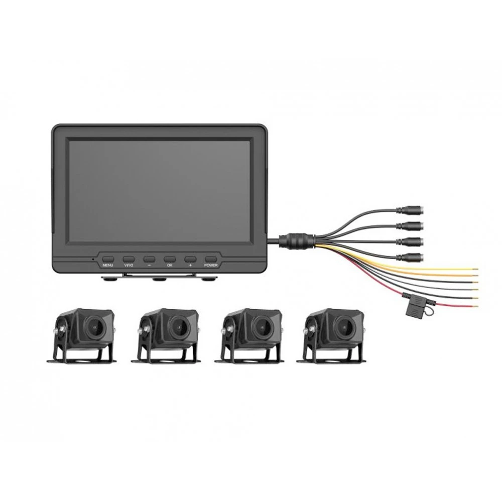 KIT DVR Movil 4Ch con Monitor y 4 Camaras 1080P AE-VD2501A-A/P Hikvision